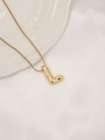 Titanium Steel Copper 18K Gold Plated Classic Style Letter Pendant Necklace sku image 7