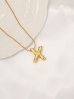 Titanium Steel Copper 18K Gold Plated Classic Style Letter Pendant Necklace sku image 14