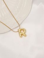 Titanium Steel Copper 18K Gold Plated Classic Style Letter Pendant Necklace sku image 9
