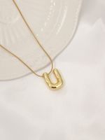 Titanium Steel Copper 18K Gold Plated Classic Style Letter Pendant Necklace sku image 11