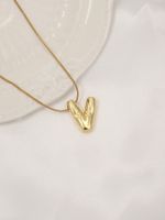 Titanium Steel Copper 18K Gold Plated Classic Style Letter Pendant Necklace sku image 12