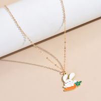 Cute Rabbit Carrot Alloy Enamel Plating Women's Pendant Necklace sku image 1
