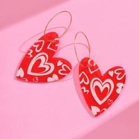 1 Pair Sweet Geometric Heart Shape Polishing Arylic Drop Earrings main image 3