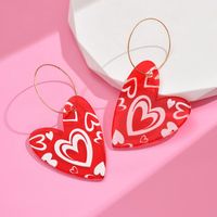 1 Pair Sweet Geometric Heart Shape Polishing Arylic Drop Earrings main image 6