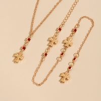 IG Style Simple Style Cross Alloy Plating Inlay Rhinestones Women's Pendant Necklace main image 6