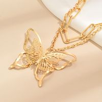 Sweet Simple Style Butterfly Alloy Plating Hollow Out Women's Double Layer Necklaces main image 7