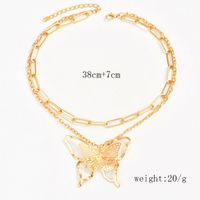 Sweet Simple Style Butterfly Alloy Plating Hollow Out Women's Double Layer Necklaces main image 8