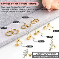 16 Pieces Simple Style Geometric Inlay Stainless Steel Copper Zircon 14K Gold Plated Ear Studs main image 2