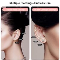16 Pieces Simple Style Geometric Inlay Stainless Steel Copper Zircon 14K Gold Plated Ear Studs main image 3