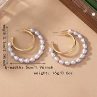 1 Pair Elegant Retro Geometric Beaded Inlay Alloy Artificial Pearls 14K Gold Plated Earrings main image 2