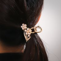 Frau Elegant Glam Blume Schmetterling Legierung Überzug Inlay Künstliche Perlen Haarkrallen main image 5