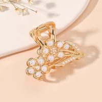 Frau Elegant Glam Blume Schmetterling Legierung Überzug Inlay Künstliche Perlen Haarkrallen main image 6