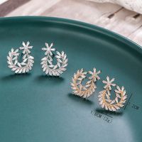 1 Pair IG Style Leaf Copper Ear Studs main image 2