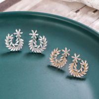 1 Pair IG Style Leaf Copper Ear Studs main image 1