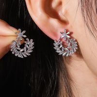 1 Pair IG Style Leaf Copper Ear Studs main image 3