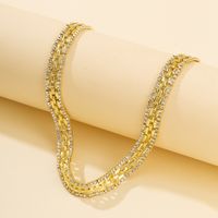 Copper Elegant Shiny Geometric Rhinestones Earrings Necklace sku image 3