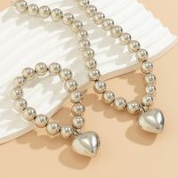 Einfacher Stil Herzform Imitationsperle Kupfer Frau Armbänder Halskette sku image 2