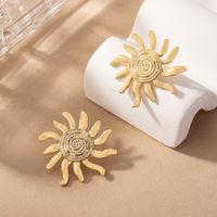 1 Pair Casual Simple Style Sun Alloy 14K Gold Plated Ear Studs main image 5