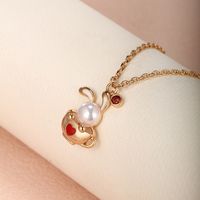 Cute XUPING Sweet Rabbit Cup Heart Shape Alloy Copper Alloy Inlay Artificial Gemstones Artificial Pearls 18K Gold Plated Women's Pendant Necklace main image 7
