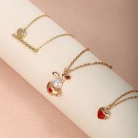 Cute XUPING Sweet Rabbit Cup Heart Shape Alloy Copper Alloy Inlay Artificial Gemstones Artificial Pearls 18K Gold Plated Women's Pendant Necklace main image 1