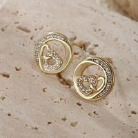 1 Pair Cute XUPING Simple Style Round Heart Shape Inlay Alloy Copper Alloy Artificial Gemstones 14K Gold Plated 18K Gold Plated White Gold Plated Ear Studs main image 5