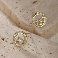1 Pair Cute XUPING Simple Style Round Heart Shape Inlay Alloy Copper Alloy Artificial Gemstones 14K Gold Plated 18K Gold Plated White Gold Plated Ear Studs main image 6