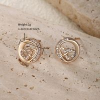 1 Pair Cute XUPING Simple Style Round Heart Shape Inlay Alloy Copper Alloy Artificial Gemstones 14K Gold Plated 18K Gold Plated White Gold Plated Ear Studs main image 4