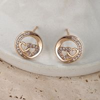 1 Pair Cute XUPING Simple Style Round Heart Shape Inlay Alloy Copper Alloy Artificial Gemstones 14K Gold Plated 18K Gold Plated White Gold Plated Ear Studs main image 9