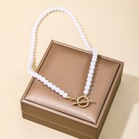 Elegant Simple Style Geometric Artificial Pearl Copper Beaded Plating Women's Necklace main image 3