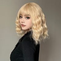 Women's Casual Japanese Style Simple Style Gold Holiday Weekend High Temperature Wire Bangs Long Curly Hair Wig Net main image 4