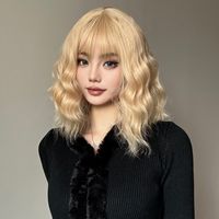 Women's Casual Japanese Style Simple Style Gold Holiday Weekend High Temperature Wire Bangs Long Curly Hair Wig Net main image 5