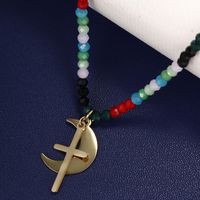 XUPING Simple Style Cross Moon 304 Stainless Steel Beaded Beaded 18K Gold Plated Unisex Necklace main image 1