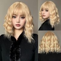 Women's Casual Japanese Style Simple Style Gold Holiday Weekend High Temperature Wire Bangs Long Curly Hair Wig Net sku image 1