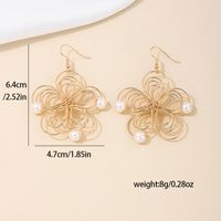 1 Pair IG Style Simple Style Flower Pearl Plating Alloy Drop Earrings main image 2