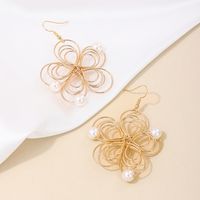 1 Pair IG Style Simple Style Flower Pearl Plating Alloy Drop Earrings main image 5