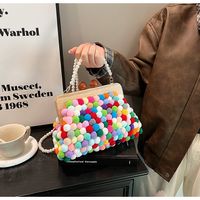 Women's Medium Plush Multicolor Cute Lock Clasp Dome Bag sku image 1