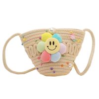 Girl'S Cotton And Linen Flower Cute Bucket Open Crossbody Bag sku image 4