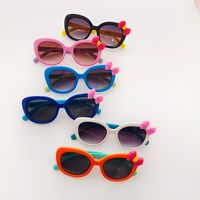 Cartoon Style Sweet Bow Knot Pc Resin Oval Frame Full Frame Kids Sunglasses main image 5
