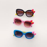 Cartoon Style Sweet Bow Knot Pc Resin Oval Frame Full Frame Kids Sunglasses main image 6