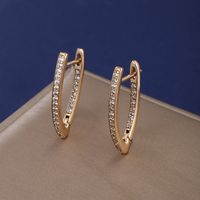 1 Paar XUPING Einfacher Stil Geometrisch Inlay Kupferlegierung Künstliche Edelsteine 18 Karat Vergoldet Reif Ohrringe main image 5