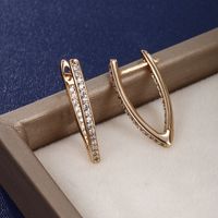 1 Pair XUPING Simple Style Geometric Inlay Copper Alloy Artificial Gemstones 18K Gold Plated Hoop Earrings main image 6