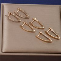 1 Pair XUPING Simple Style Geometric Inlay Copper Alloy Artificial Gemstones 18K Gold Plated Hoop Earrings main image 1