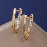 1 Pair XUPING Simple Style Geometric Inlay Copper Alloy Artificial Gemstones 18K Gold Plated Hoop Earrings main image 9