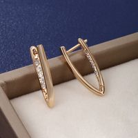 1 Pair XUPING Simple Style Geometric Inlay Copper Alloy Artificial Gemstones 18K Gold Plated Hoop Earrings main image 10