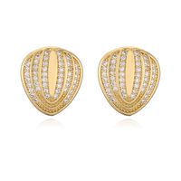 1 Pair Simple Style Geometric Inlay Copper Zircon 18K Gold Plated Ear Studs sku image 1