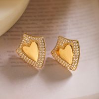 1 Pair Simple Style Geometric Inlay Copper Zircon 18K Gold Plated Ear Studs main image 5