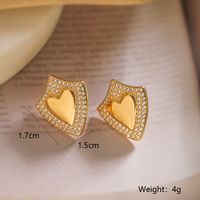 1 Pair Simple Style Geometric Inlay Copper Zircon 18K Gold Plated Ear Studs main image 2