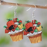 1 Pair Retro Fruit Heart Shape Wood Drop Earrings sku image 8