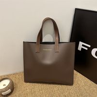 Women's Pu Leather Solid Color Classic Style Open Tote Bag main image 5