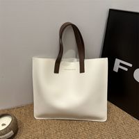 Women's Pu Leather Solid Color Classic Style Open Tote Bag main image 4
